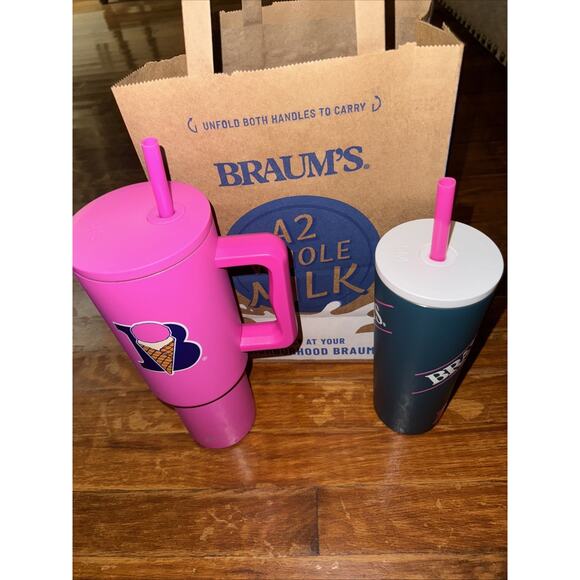 NEW Braums Tumblers 40 oz Pink and 24oz Green NEW 2025 Simple Modern Set Of 2 - Picture 1 of 5